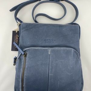 American Leather Co. Albany Crossbody Blue NEW